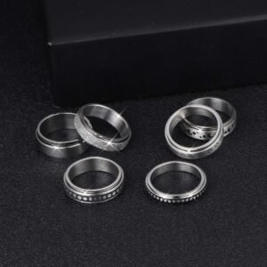 Stainless Steel Rotatable Spinner Ring Moon Stars Relieve Anxiety Rings - Image 4
