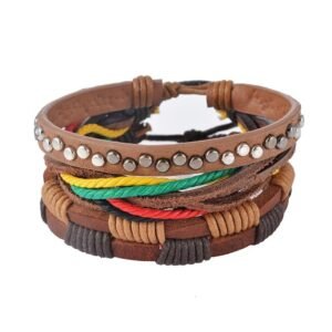 Leather Bracelet Men Multilayer Bead Bracelet Punk Wrap Bracelets for Women Vintage punk Men Jewelry - Image 1