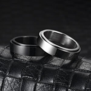 Stainless Steel Rotatable Spinner Ring Moon Stars Relieve Anxiety Rings - Image 2
