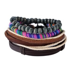 Leather Bracelet Men Multilayer Bead Bracelet Punk Wrap Bracelets for Women Vintage punk Men Jewelry - Image 5