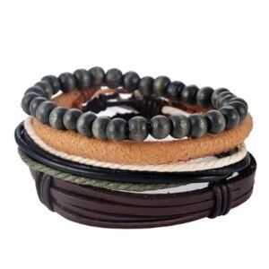Leather Bracelet Men Multilayer Bead Bracelet Punk Wrap Bracelets for Women Vintage punk Men Jewelry - Image 7