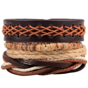 Leather Bracelet Men Multilayer Bead Bracelet Punk Wrap Bracelets for Women Vintage punk Men Jewelry - Image 2