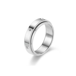 Stainless Steel Rotatable Spinner Ring Moon Stars Relieve Anxiety Rings - Image 54