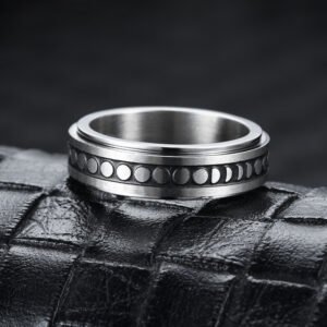 Stainless Steel Rotatable Spinner Ring Moon Stars Relieve Anxiety Rings - Image 7