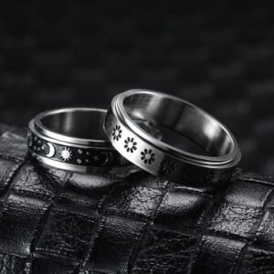 Stainless Steel Rotatable Spinner Ring Moon Stars Relieve Anxiety Rings - Image 10